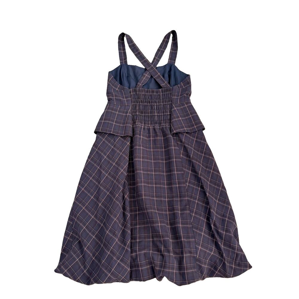 BCBG Max Azaria Womens Plaid Smocked Back Dress Academia Lined 6 Preppy - Picture 5 of 12